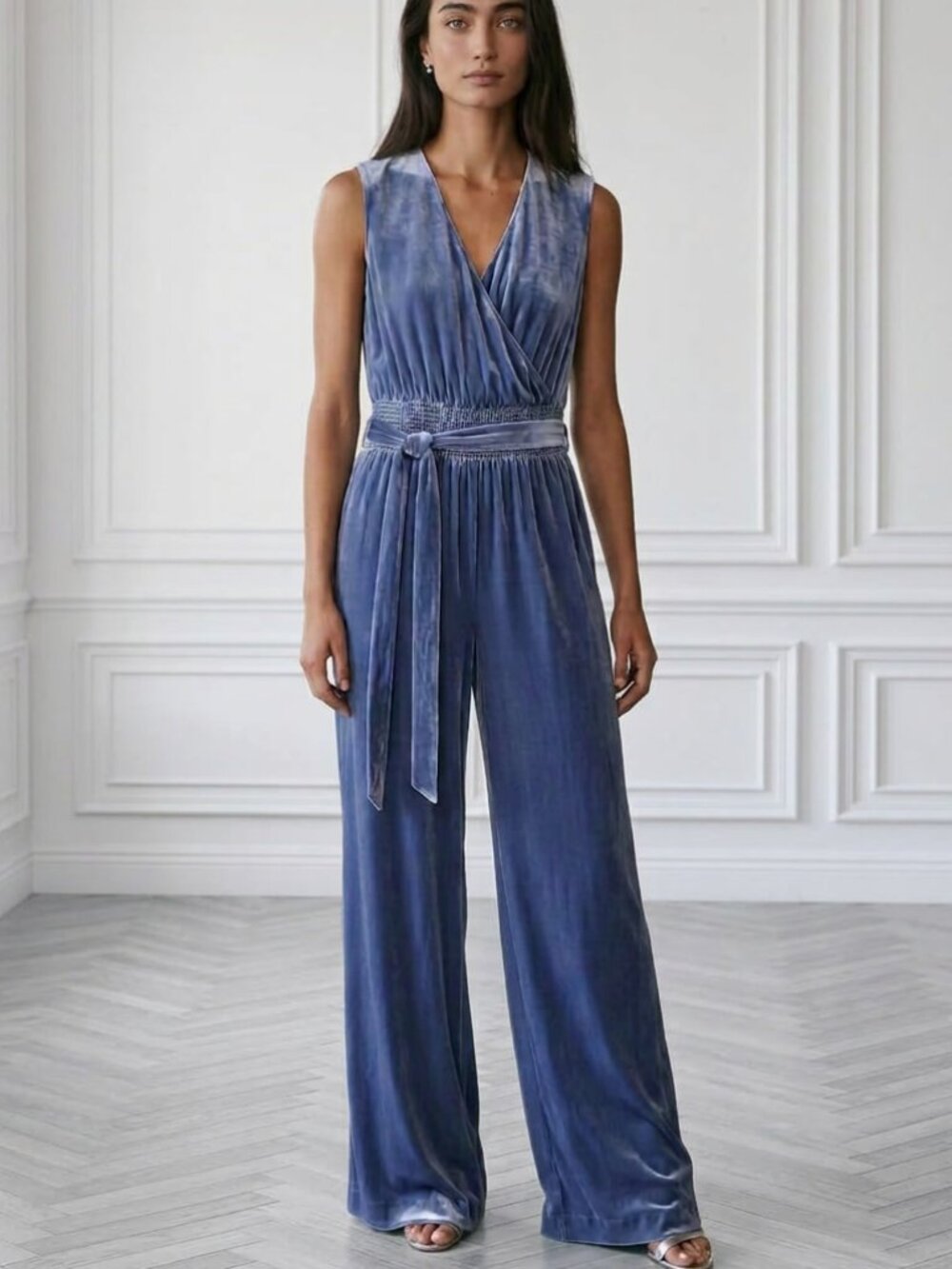 INTERMIX Silk/Viscose Velvet Jumpsuit Size S